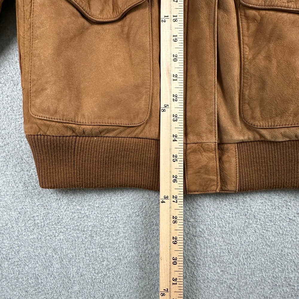 Hunt Club Jacket Mens Medium Brown Leather Bomber Suede Full Zip Quilted Lining - Picture 10 of 16